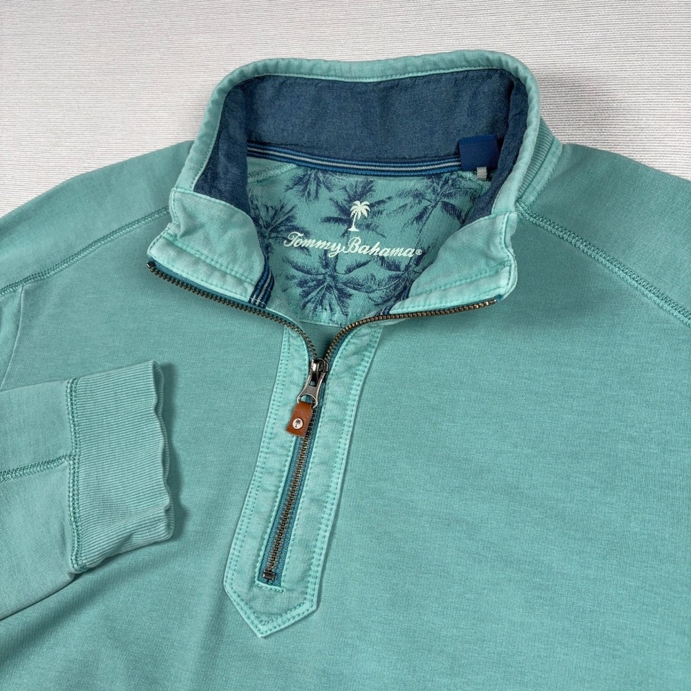 Tommy Bahama Ben & Terry Half-Zip Sweatshirt Mens Size M Bristol Blue Pullover